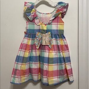 Tommy Bahama Kids Girls Dress Size 4T Multicolor Plaid Bow NEW With Tags